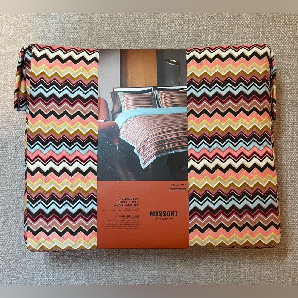 Missoni x Target Full/Queen Limited edition chevron Duvet & Sham set brand new